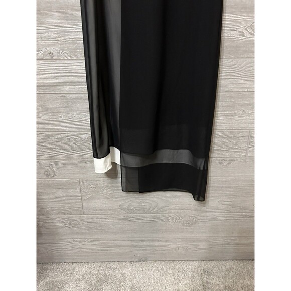 NWT DKNY Women's Dress Black & White Size P Petite A-Line Asymmetric Midi SILK - Picture 2 of 8